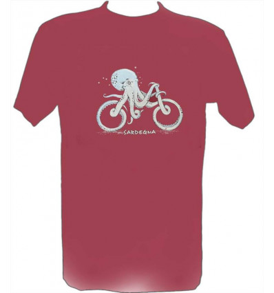 T-shirt Polpo Bicicletta con scritta Sardegna