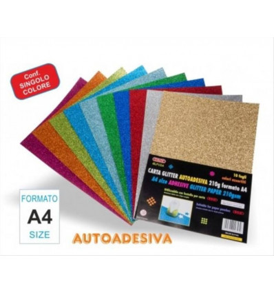 Carta glitter autoadesiva col. ORO 10 FG gr 210