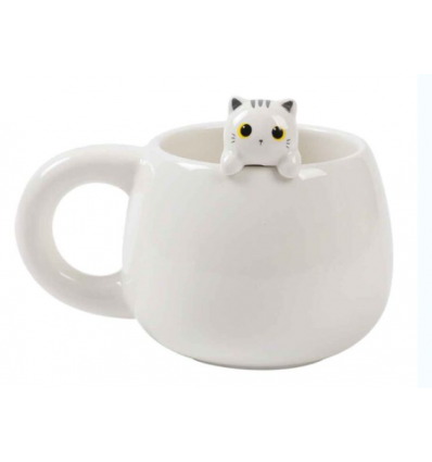 Tazza in ceramica GATTO BIANCO in 3D